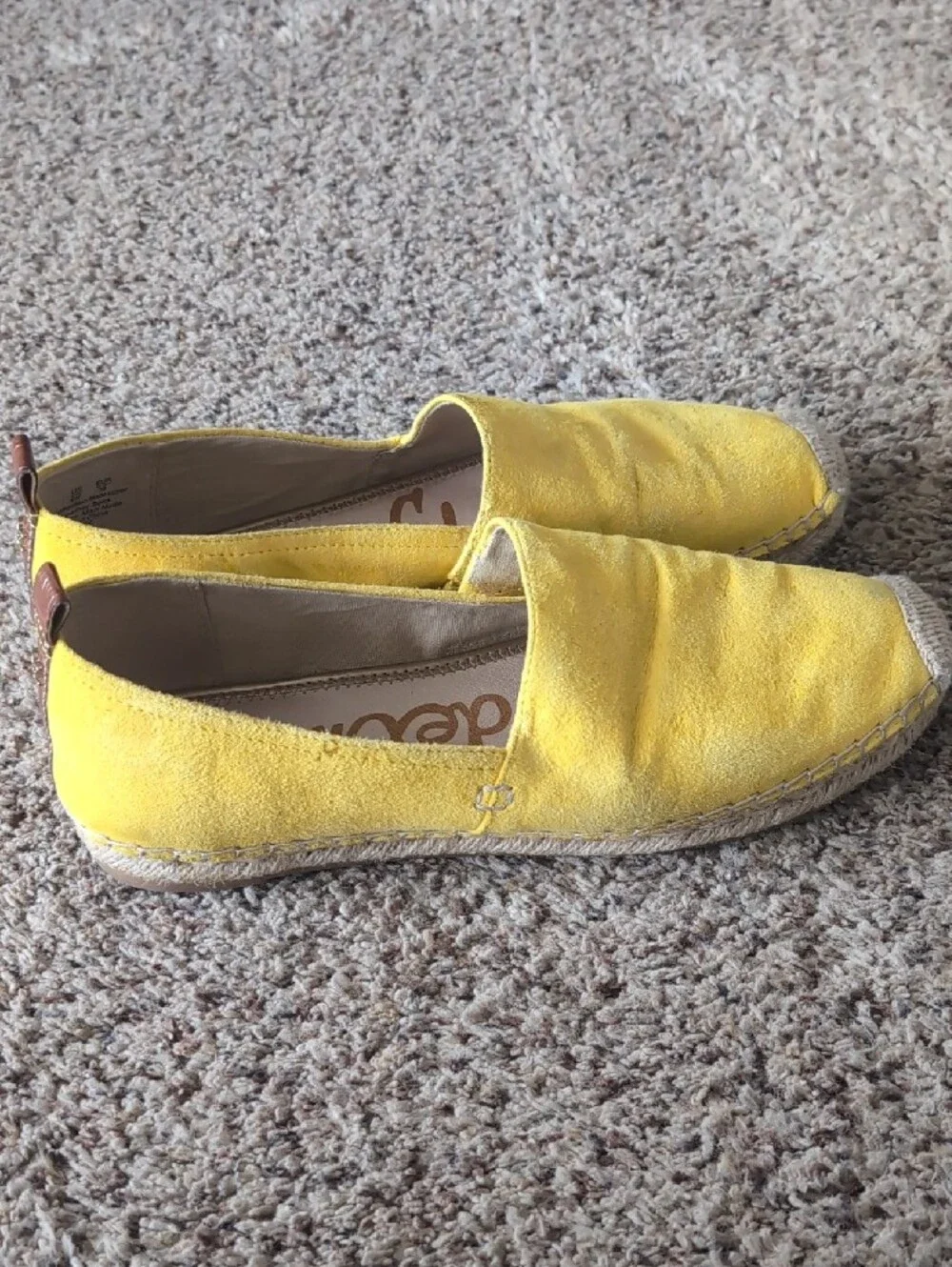 Sam Edelman Yellow Suede Espadrille Flats Slip On Size 9